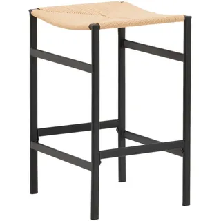 Livetastic Barhocker-Set , Schwarz, Beige , Holz, Metall , Rattan , massiv , rund , 45x66x40 cm , Holzmöbel, Sitzgelegenheiten Holz, Barhocker Holz