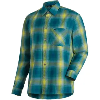 Maier Sports Langarmhemd kariert Corn / Petrol / Poppins / Check 48