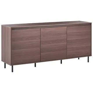 BELIANI Sideboard Dunkelbraun Holzoptik MDF mit Schwarzen Metallbeinen 3 Türen Stauraum Aufbewahrung Highboard Wohnzimmer Esszimmer Schlafzimmer - Braun, Schwarz