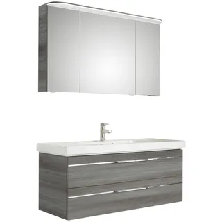 Pelipal Badezimmer , Graphitfarben , Metall , 6 Fächer , 2 Schublade(n) Schubladen , 123 cm , Made in Germany , hängend, Typenvielfalt , Badezimmer, Badmöbelsets & Badmöbelserien, Badmöbel-Sets