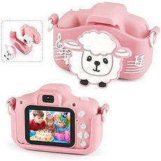 ZHUTA Kinderkamera,Cartoon Kinder Digitalkamera mit Silikonhülle,20-Megapixel-Doppelobjektiv,1080P HD 2,0 Zoll Bildschirm Kinder Digitalkamera,3-12 Jahre Spielzeug für Spielzeugkamera,pink
