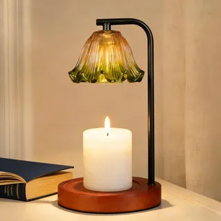 FOLAI Kerzenwärmer Lampe, Candle Warmer lamp mit Timer und Dimmer, Höhenverstellbar, mit 2 Glühbirnen, Kerzen Lampe für duftkerzen im Glas, Dekoration(Blumen)