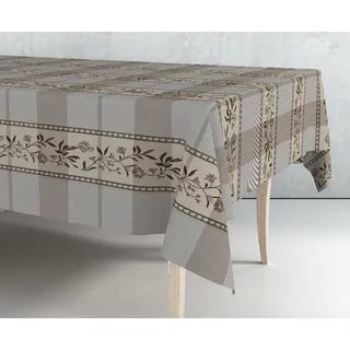 Exma Wachstuch Tischdecke Meterware Bedruckt - Kariert Antik Braun Bordüre 43117-1