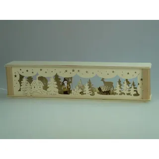 Schwibbogenerhöhung mit Weihnachtsmann und Futterraufe Größe 52x12cm NEU Zubehör