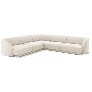 Micadoni Wendbares-Ecksofa Miley aus Samt leichtes beige 5 Sitzplätze , Textil , L-Form , 255x255 cm , Hergestellt in Europa, Oeko-Tex® , Wohnzimmer, Sofas & Couches, Wohnlandschaften, Ecksofas