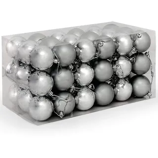 BAKAJI Packung mit 54 Weihnachtskugeln mit glänzender und Matter Oberfläche, Durchmesser 6 cm, Dekoration für Weihnachtsbaum (Silber)