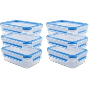 Emsa N10312 Frischhaltedosen-Set, Transparent/Blau, 3 x 0,55 L (Packung mit 2)