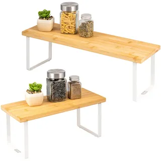 bremermann Gewürzregal 2er-Set Bambus/Metall weiß , Holz , 50x15x16 cm , Küchen, Küchenmöbel