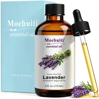 Ätherische Öle Lavendelöl mit Glas-Tropfer 118 ml / 4 fl oz, Lavender Oil | Ätherisches Öl für Diffusor, Massage, Aromatherapie, Raumduft, Kerzen und Seife