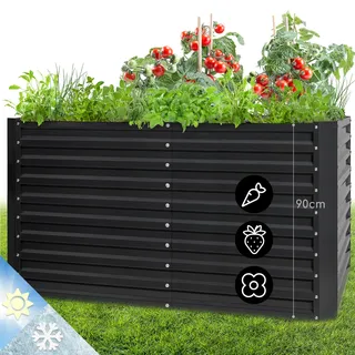 blumfeldt Hochbeet High Grow Straight Material: verzinkter Stahl. Durchmesser: 0,6 mm. Rostschutz. 4X Aluminium Schutzleisten. Maße: 200 x 90 x 100 cm. Volumen: 1800 l. Anthrazit.