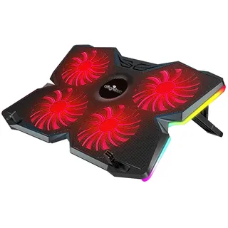 Offgridtec Laptop-Kühler K25 Pro, belüfteter Ständer, 4 leise Lüfter (rot) | 1100 U/min Lüfter, 2 USB-Anschlüsse, höhenverstellbar, ergonomisches Design für Gaming-Konsolen & Laptops 10–17 Zoll