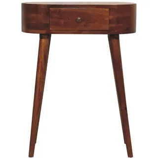 Artisan Furniture Konsole Massivholz Mini Albion Kastanienbraun, 1 Schublade, Dunkelbraun , Metall , Echtholz,Mangoholz , Holz Optik , Rechteckig , 60x78x30 cm , FSC 100%, Handmade in India , Wohnzimmer, Wohnzimmertische, Konsolentische