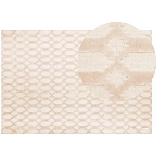 Beliani Kurzflor-Teppich Cizre 200/140 cm , Beige , Naturmaterialen , Rechteckig , 140x200 cm , Teppiche und Böden, Teppiche, Orientteppiche