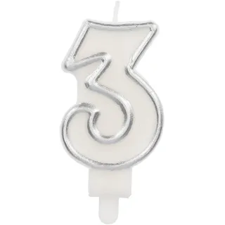Folat 24163 Kuchen Kerze Simply Chique Silver Ziffer/Zahl 3-9 cm Geburtstagskerzen für Geburtstag, Geburtstagsdeko, für Kinder Partys, Hochzeiten, Firmenfeiern, Jubiläen
