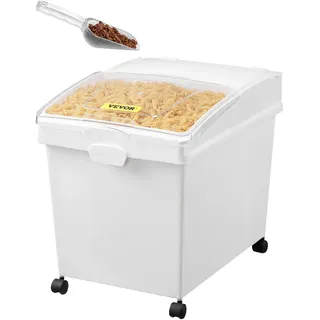 VEVOR Mehl und Reis Behälter Kapazität 25 kg, 3 Stück Aufbewahrungsbox Küche 35,5 x 50 x 45 cm, dreifach Vorratsdosen weiß Speicherung für Getreide und anderen Trockenwaren