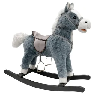 LeanToys Schaukelpferd auf Kufen grau mit Sound 74 cm - Grau
