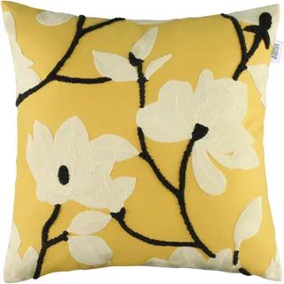 SCHÖNER WOHNEN-Kollektion Dekokissen »Fleur« bestickt, mit hohem Baumwollanteil, gelb