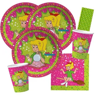 44-teiliges Party-Set - Bibi Blocksberg - Teller Becher Servietten Trinkhalme für 8 Kinder