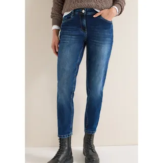 Cecil Damen, slim Leg Jeans Scarlett", mid Waist Slim fit mid blue wash, - blau
