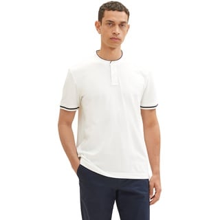 TOM TAILOR Herren 1036369 Piqué Poloshirt mit Stehkragen, 10332-Off White, M