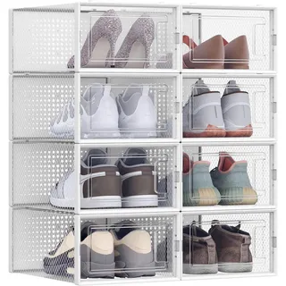 Schuhbox , Transparent , Kunststoff , 8 Fächer , 33.3x14x23 cm , stapelbar, integrierte Durchlüftung , Ordnen & Aufbewahren, Kleideraufbewahrung, Kleidersäcke & Vakuumbeutel