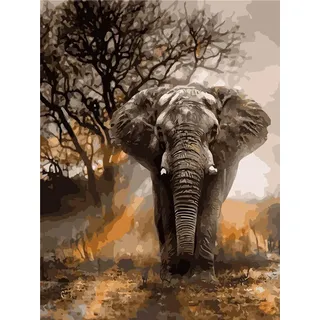 Amiiba Malen nach Zahlen-Kits, Elefant, 40,6 x 50,8 cm, Acryl, Malen nach Zahlen, Wandkunst zum Basteln (Tier, mit Rahmen)