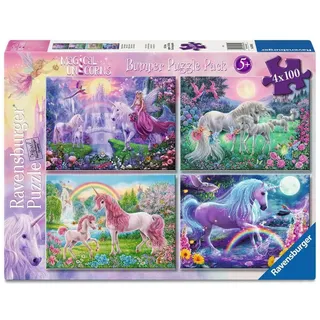 Ravensburger Kinderpuzzle 05654 - Magische Einhörner 4X 100 Teile Puzzle in Einer Box, für Puzzle-Freunde und Einhorn-Fans ab 5 Jahren
