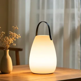 uuffoo Akku Outdoor Lampe Tischlampe Tragbare Mehrfarbiges LED Wiederaufladbare Tischleuchte Wasserdicht Kabellos Dimmbar, IP44 Wetterfest, Stoßfest, 8-24H Akku, RGB (Glatt)