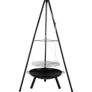 Dreibein-Grill, Eisenkonstruktion, höhenverstellbar bis 152 cm, 52 cm Grilldurchmesser, 2 m Kettenlänge, 7,19 kg Gewicht