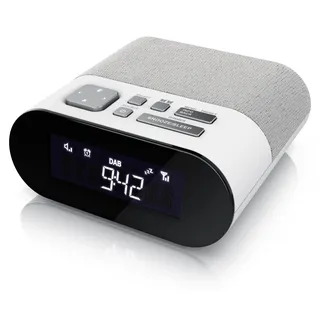 BEARWARE Radiowecker DAB/DAB+ Radio mit 20 Speicherplätzen, Küchenradio digital, FM, Wecker digital, Dual Alarm Snooze, 4 Helligkeitsstufen, USB Ladeport, Abschalttimer - Weiß