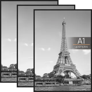 upsimples 3 Pack Bilderrahmen A1, A1 Bilderrahmen Weiß für Fotogalerie, Einschubstreifen, Horizontale oder Vertikale Wandmontage