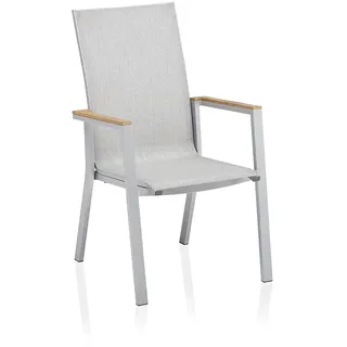 Kettler Rasmus Teak Stapelsessel hoch Aluminium/Outdoorgewebe