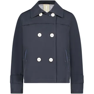 Sommerjacke AMBER & JUNE "Sommerjacke mit Kragen", Damen, Gr. 38, blau (dunkelblau), Obermaterial: 100% Polyester PES., Jacken Sommerjacke