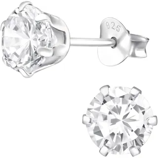 EYS JEWELRY runde Damen Ohrringe Silber 925 - mit funkelnden Zirkonia Kristallen - 6 mm kristall-weiß - Ohrstecker Stecker