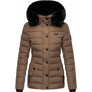 Navahoo Damen Winter Jacke Stepp Winterjacke Kunstfell Gefüttert Kapuze Milianaa Taupe Gr. 36- S - Taupe