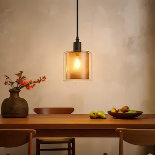 ZMH Pendelleuchte Esstisch Hängelampe Vintage - Hängeleuchte Glas 1 Flammig Retro Gold E14 Metall Esstischlampe Schwarz Industrial Design Pendellampe für Schlafzimmer Küche (Ohne Leuchtmittel)