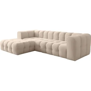 WFL GROUP Ecksofa Mochi L-Form 5-Sitzer Links, Samt, Beige 290/75/193 cm