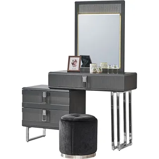 Grauer Frisiertisch Schminkkonsole Robuster Holz Kosmetiktisch - Grau