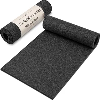 HOOMIL Tischläufer aus Filz 100x30 cm, Grau | 3 mm Filzläufer Tisch, Abwischbare Tischdeko für Esstisch
