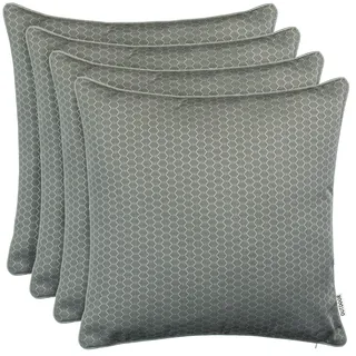 Brandsseller 4er Set Outdoor Kissen 45 x 45 cm – Wetterfeste Zierkissen mit Paspel in Wabenstruktur – Wasserabweisende Gartenkissen & Dekokissen für draußen – Sofakissen für Balkon & Terrasse - Taupe