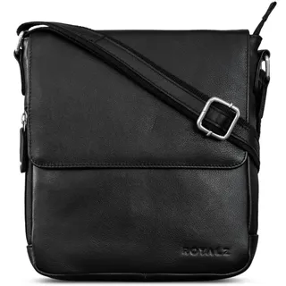 ROYALZ 'Cleveland' Vintage Leder Umhängetasche Herren Klein stilvolle Vintage Männer Schultertasche aus Echtleder, Farbe:Schwarz