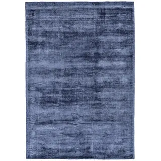 Teppich TOM TAILOR HOME "Shine uni" Gr. 2, blau (navy), B:85cm H:8mm L:155cm, Viskose, Teppiche, Teppich, Handweb Teppich, 100% Viskose, handgewebt, mit elegantem Schimmer