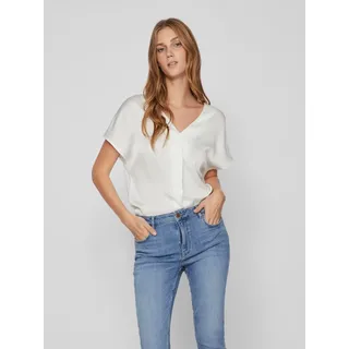 Vila V-Shirt »VIELLETTE V-NECK S/S SATIN TOP - NOOS«, weiß