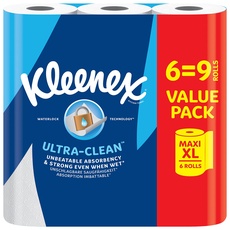 Kleenex® Küchenrolle Ultra CleanTM, 6 Maxi XL Küchenrollen (=9 Rollen), Unübertroffene Saugfähigkeit und Festigkeit Küchenpapier - 100% recycelbare Verpackung