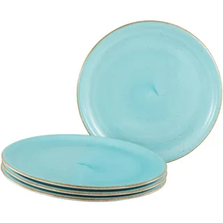CreaTable Pizzateller Vintage Nature 33 cm blau/türkis 4er Set
