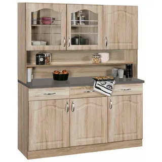 WIHO KÜCHEN Küchenbuffet Linz 150 x 50 x 180 cm BRAUN