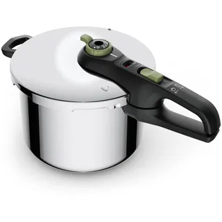 Tefal Secure Trendy 6 l mit Korb, 2-Stufen-Garregler, Edelstahl/Schwarz/Grün