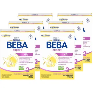 BEBA expert HA 2 - Folgenahrung nach dem 6. Monat, Babynahrung (6x550g) | Hydrolysierte Anschlussnahrung nach dem 6. Monat, nur Laktose, ohne Palmöl & Fischöl, Babynahrung, wissenschaftlich geprüft