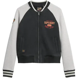Superdry für Damen. W2012160A College Script Grafik gestrickte Bomberjacke schwarz (L), Lässig, Baumwolle, Nachhaltig