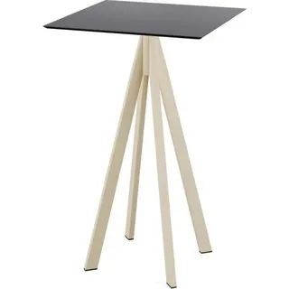 Infinity Stehtisch Sand gestell + Schwarz HPL 70x70 cm - Beige, Schwarz
